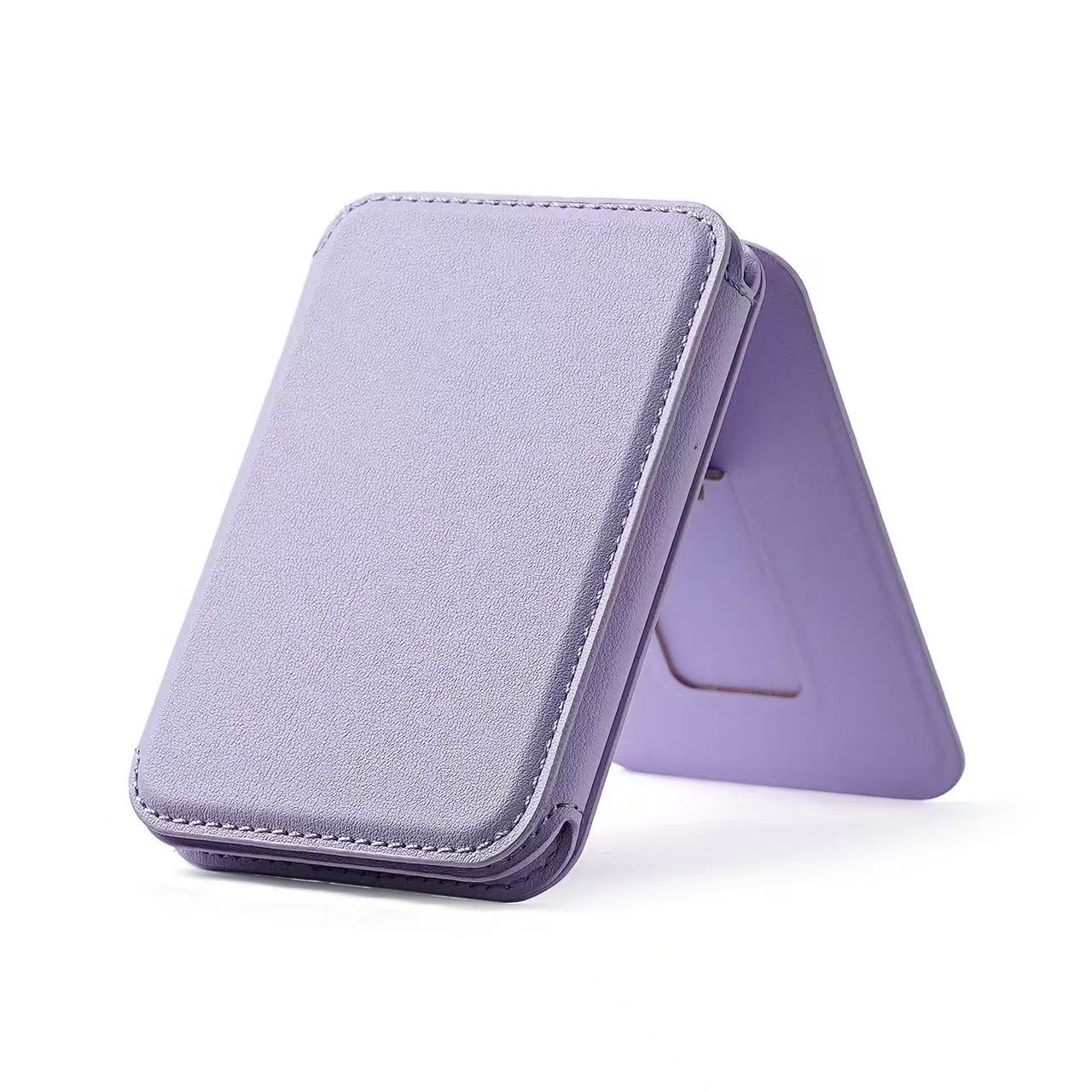 MagSafe Leather Card Holder with Mirror | iPhone Magnetic Wallet, Makeup Mirror
