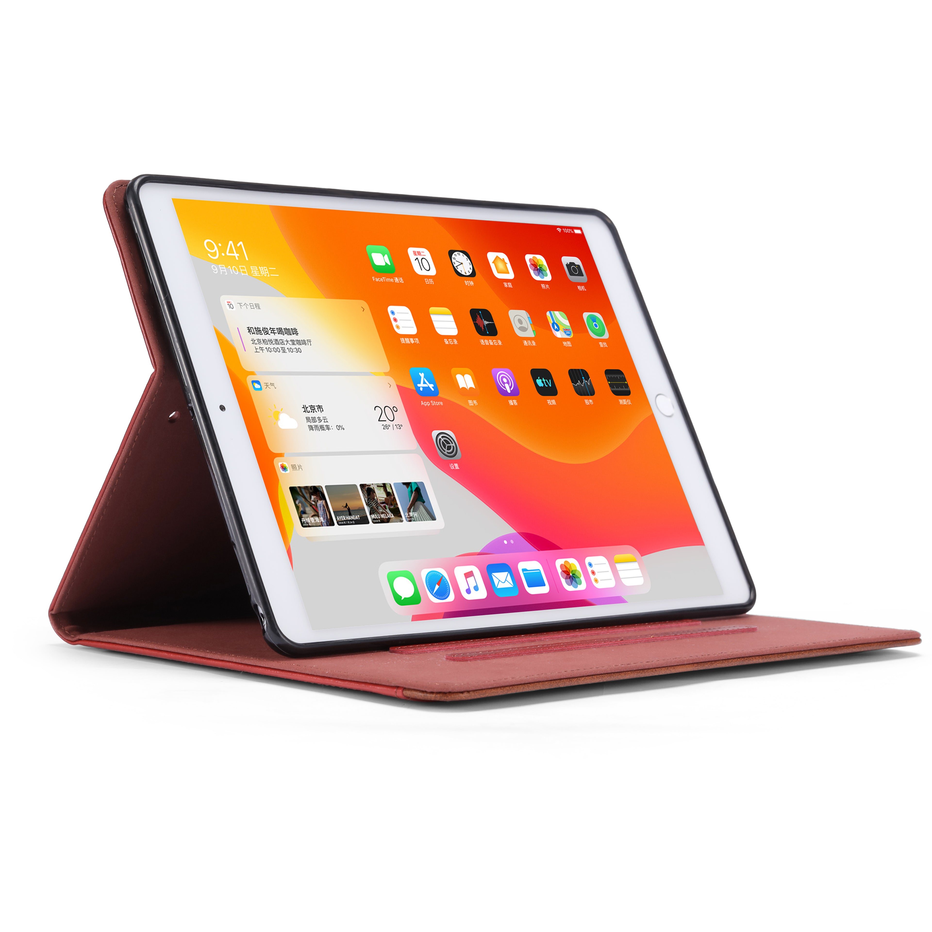 Leather iPad Folio Case with Pencil Holder | Trifold Stand, iPad Air/Pro/Mini