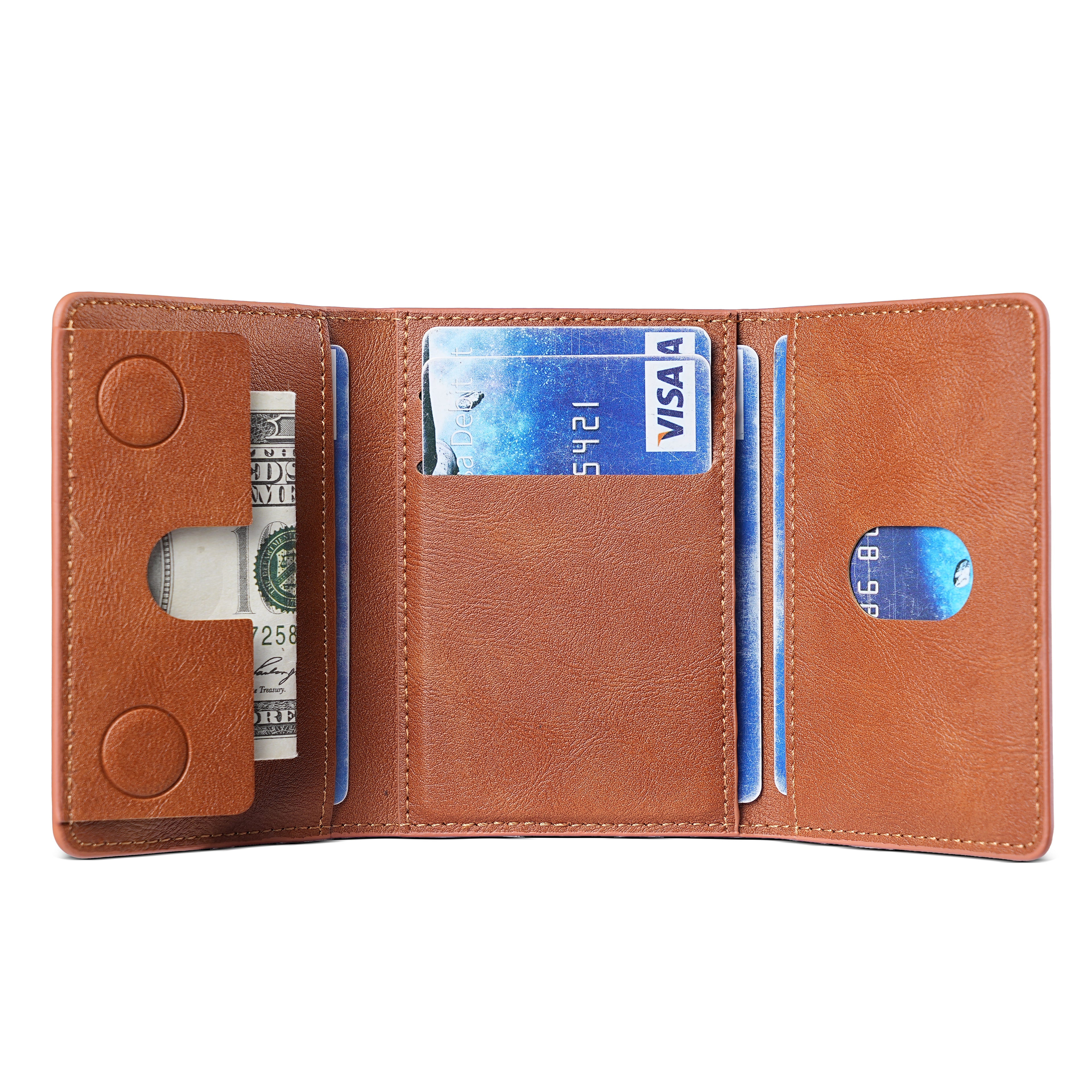 Multi-Slot Leather Card Organizer Wallet | 8+ Cards, Accordion Fan, OEM