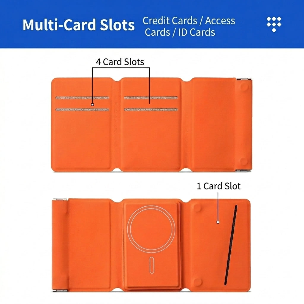 MagSafe Leather Card Holder with Stand | 5-in-1 Wallet, Coin Pouch, iPhone 12-17