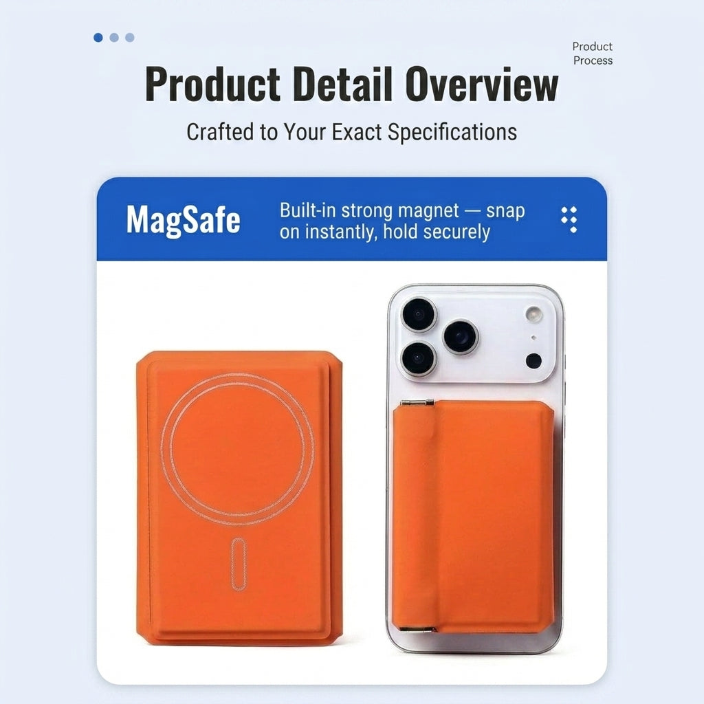 MagSafe Leather Card Holder with Stand | 5-in-1 Wallet, Coin Pouch, iPhone 12-17
