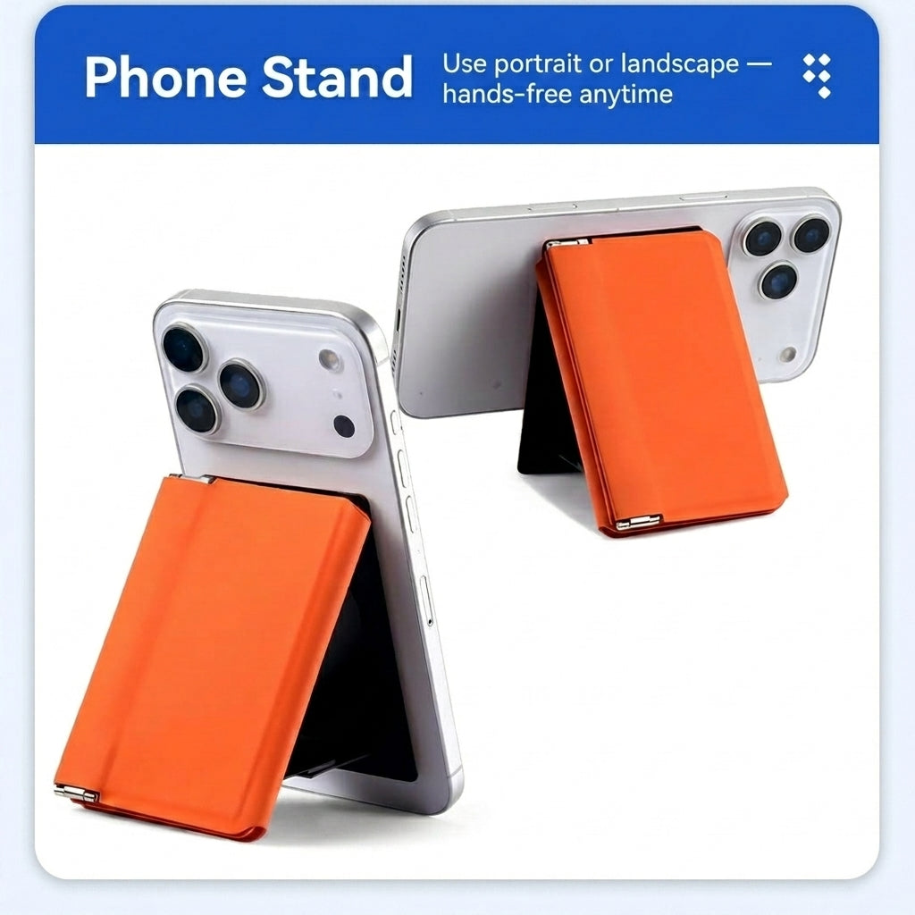 MagSafe Leather Card Holder with Stand | 5-in-1 Wallet, Coin Pouch, iPhone 12-17